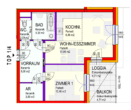 Wiedervergabe-2Zimmer-Loggia-OG-1Pkw-Stellplatz in der Garage - Miete mit Kaufoption - Plan